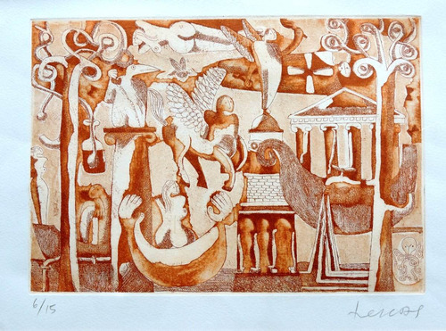 Damián Lescas, Grabado, 36 X 27cm.