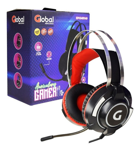 Auricular Gamer Con Microfono Y Luces Stereo Epgmr149 Rojo