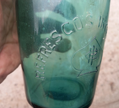 1/2-antigua Botella De Refrescos Inchauspe En Vidrio Verde 