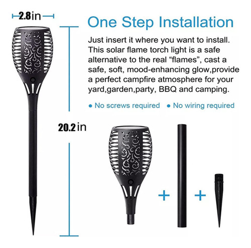Antorcha Solar Led Camino, 6 Piezas