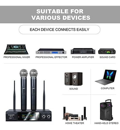 Sistema De Micrófono Inalámbrico Uhf Baolesh Con Dos Para Dj
