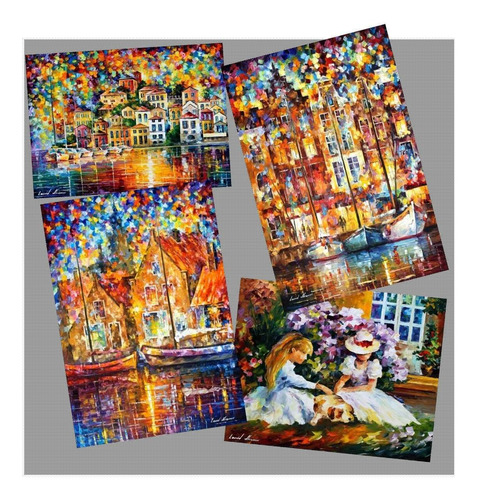 Kit 4 Posters Foto Hd Leonid Afremov X 4 Obras  Plastificado