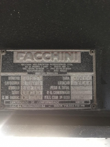 Carreta Baú Sider Facchini Ano 1996 3 Eixos P/ 26 Paletes