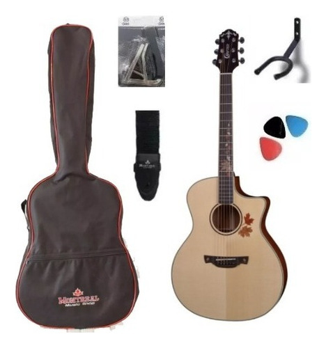 Kit Violao Crafter Grand Auditorium Kal Maho Premium + Cor Mogno Orientação Da Mão Direito