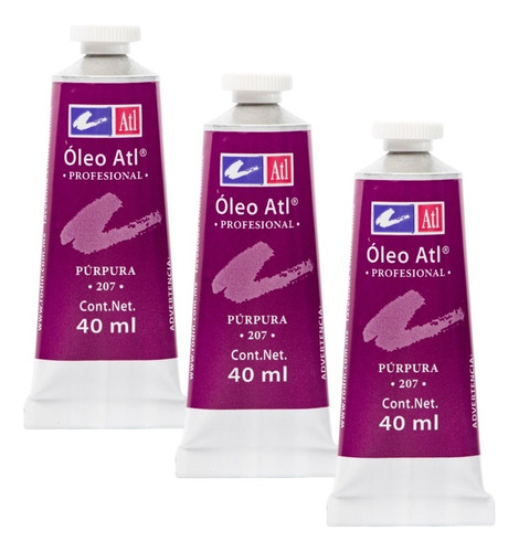 Oleo Atl T-14 40ml Arte Pintura Colores A Escoger 3 Pack Color del óleo Purpura 207 3pz