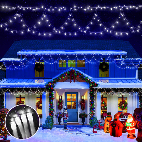 Luz Navidad Para Exterior Tira Media Redonda 49 Pie 447 Led