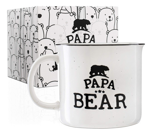 Papa Bear - Taza De Ceramica Grabada Con Diseno De Fogata, C