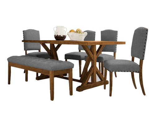 Mueble Comedor Gravity Lino Gris Set Muebles Mesa Y Sillas