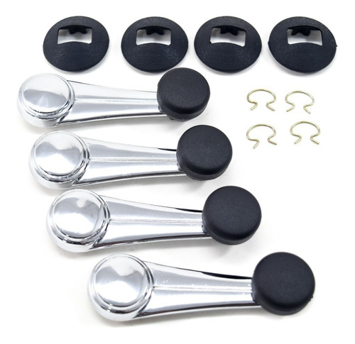 Imagem 1 de 7 de Kit 4 Manivelas Vidro Metal Cromada Chevette Opala Caravan
