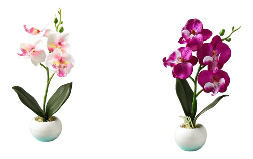 Plantas Artificiales Y Macetas - Juego De 2 Piezas Rosa