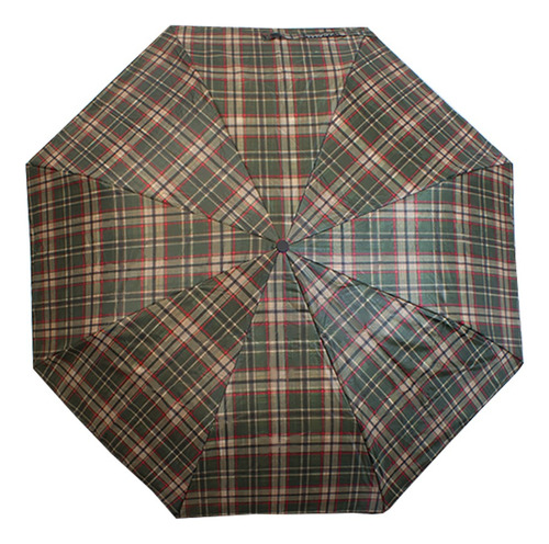 Paraguas Sombrilla De Bolsillo Diseño Escocés Con Filtro Uv Color Verde