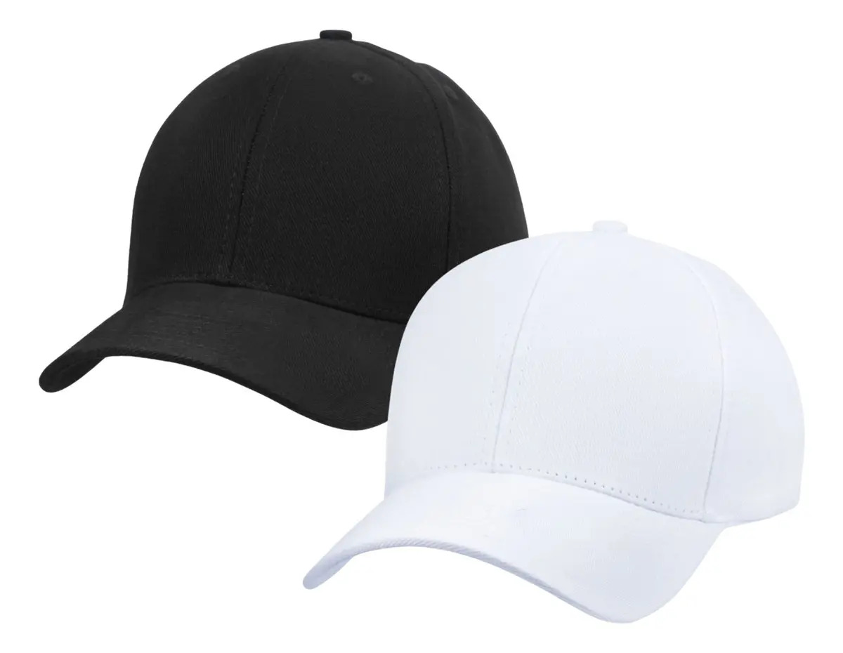 Kit 2 Bonés Liso Com Aba Curva Ajustável Moderno Confortável Cor Preto/branco Tamanho Un