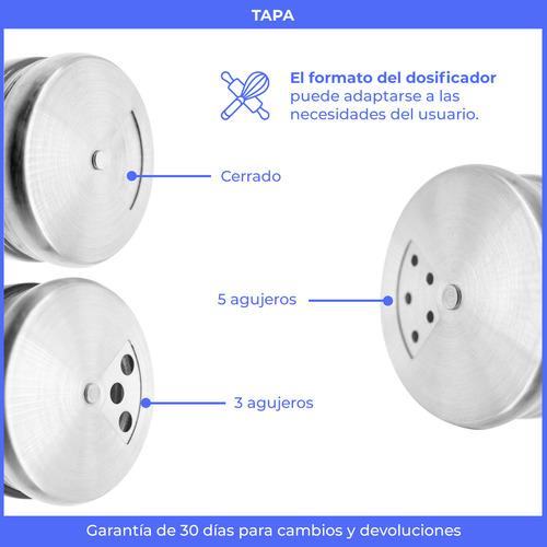 Pack X 10 Salero Vidrio Dosificador Aluminio Chico Pimentero
