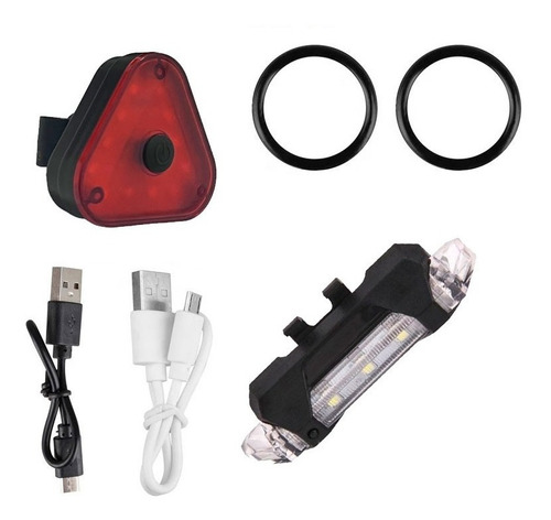 Combo Luz Para Bicicleta Delantera Y Trasera Led Recargable