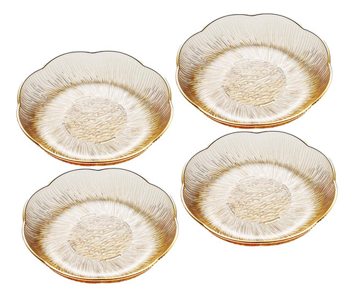 Plato De Fruta, Plato De Postre, Redondo, 4 Oro Transparente