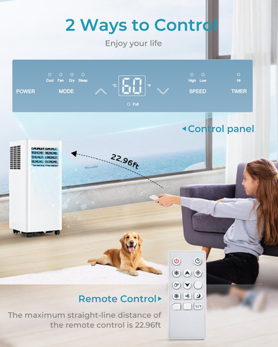 Aire Acondicionado Portátil 8000 Btu 3 En 1 Con Control Remo Color