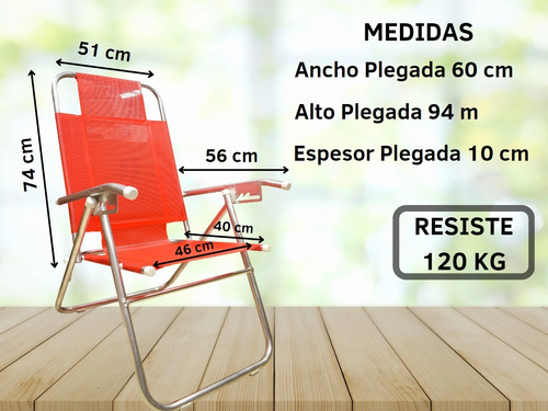 Reposera Playera Aluminio Alta 5 Posiciones - Disentino®