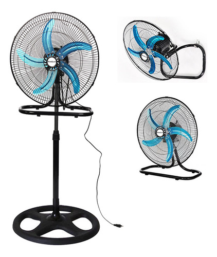 4 Pzs Kwalux Ventilador 3 En 1 De Pie Pared Piso Casa 18 Pulgadas Estructura Negro Diámetro 18