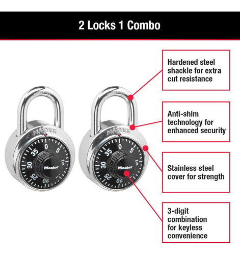 Cadeado da marca 1500T cor preta com abertura Master Lock