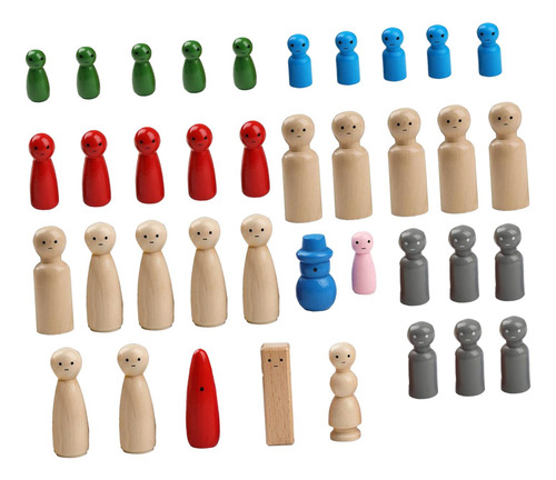 38 Figuras De Madera Con Clavijas Para Pintar Como