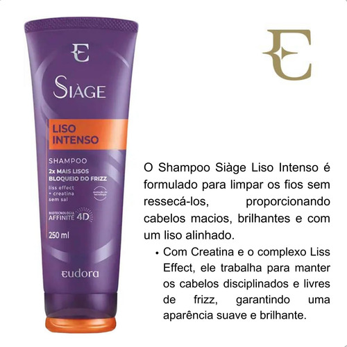 Kit Shampoo E Condicionador Liso Intenso Siage Eudora