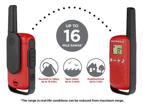 Talkabout T110 Radios Para Niños, 16 Millas, Pack 2 Rojo