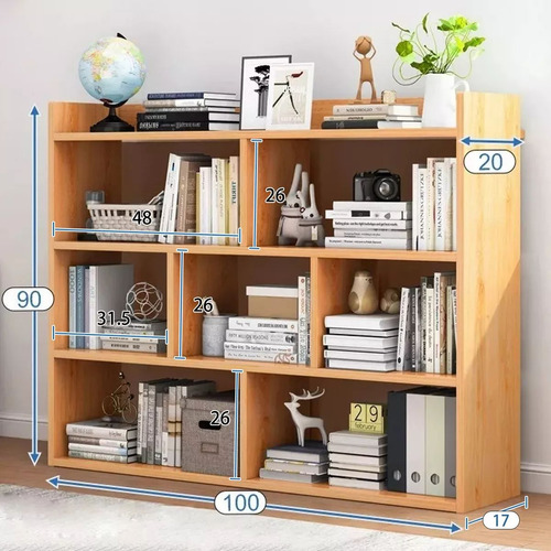 Estantería Librero Mueble Organizador Multiuso Con 3 Repisas Roble
