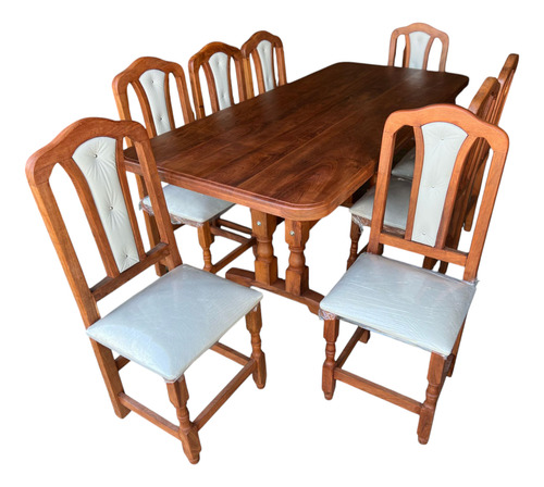 Mezon De 2mts + 8 Sillas Tamaras Tapizadas! Beige Liso