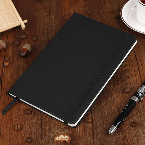 Cuaderno A5 Negro Cómodo Para Escribir, Funda De Piel Sintét