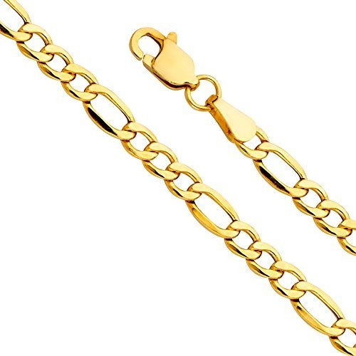 Cadena, Collar Para Hombr Collar De Cadena Figaro 3+1 De Oro