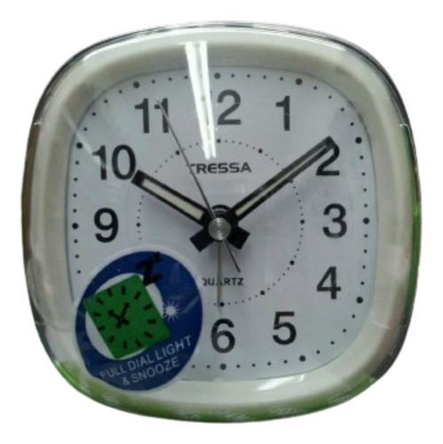 Reloj Despertador Tressa Tdd 811 Blanco Con Gris Led Verde