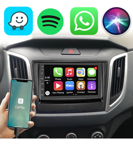 Kit Multimidia Android 7p Creta 16 17 18 19 20 21 Carplay Bt
