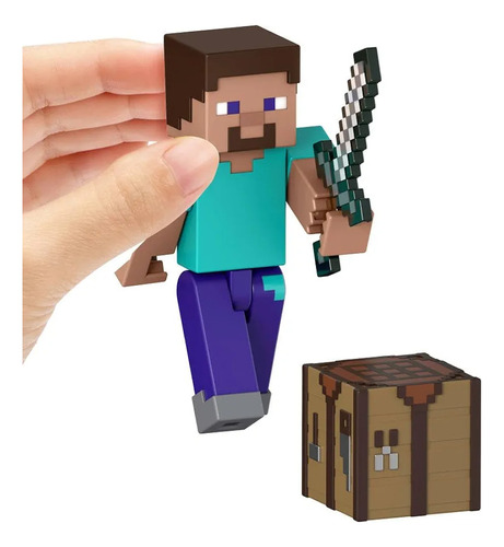 Mattel Minecraft Steve Espada De Hierro Y Mesa De Trabajo