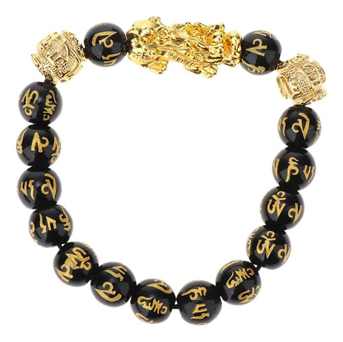 Pulsera De Xiu Oro Regalo De Pulsera De Obsidiana 10mm