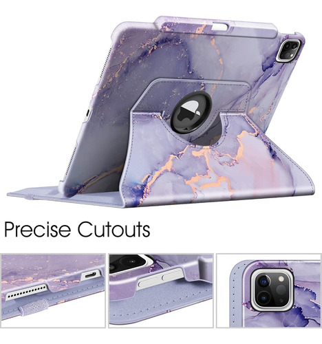 Funda Giratoria Para iPad Pro 12,9 360 Grados Marmol Lila