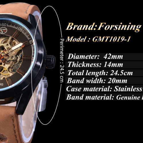 Reloj Forsining Casual Leather Luminous Para Hombre