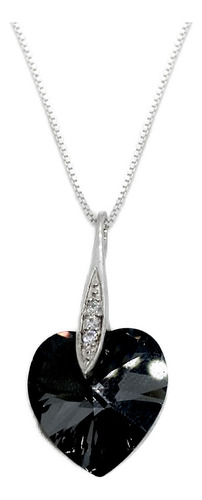 Conjunto Collar Y Aros Cristales Swarovski Plata 925 Plateado 40 Cm