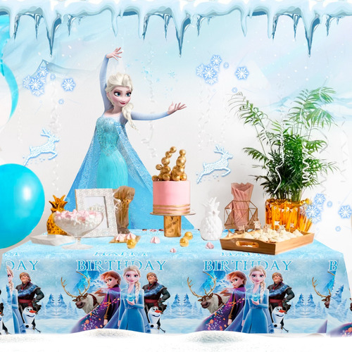 Mantel Frozen Cumpleaños Niña,3pcs Mantel Cumpleaños Frozen Decoracion Set- Mantel para Fiestas Cumpleaños Frozen, Manteles Decorativos Frozen & Mantel Elsa, para Decoración Fiesta Cumpleaños Frozen