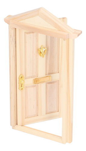 Mini Puerta De Madera Con Escena En Miniatura 1:12 De Materi