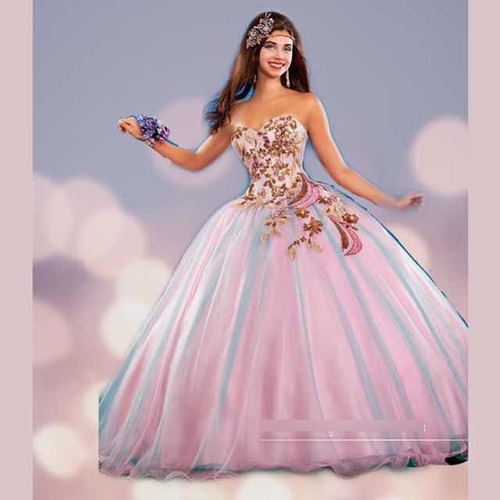 Elegante Vestido De Quinceañera Con Aplicaciones Bordadas