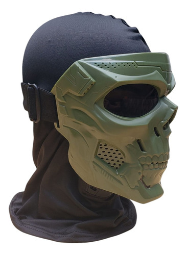 Máscara De Protección Para Hidrogel Gelsoft Verde Oscuro Calavera S-m-l