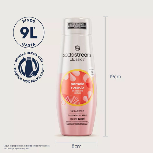 Soda Mixer Pomelo Rosado Sabores De Sodastream 440ml Rinde 9 Litros