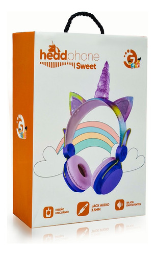 Auriculares Unicornio Cableado Arcoiris Infantil Niños 1,2m