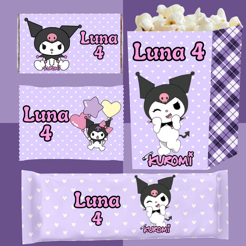 Kit Imprimible Cumpleaños Candy Bar Kuromi 1 Personalizable