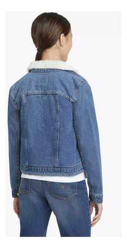 Chamarra Levis Mezclilla Sherpa Trucker Niña Grande Borrega