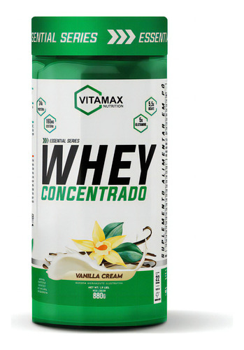 Suplemento em pó Vitamax Nutrition  Whey Concentrado 880grs Vitamax proteínas Whey Concentrado 880grs Vitamax sabor  baunilha em pote de 880mL