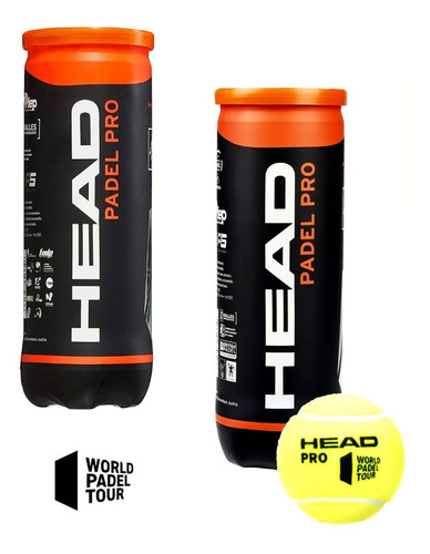 Pack 2 Tubos Pelotas Head Padel Pro Aprobadas World Pad Tour