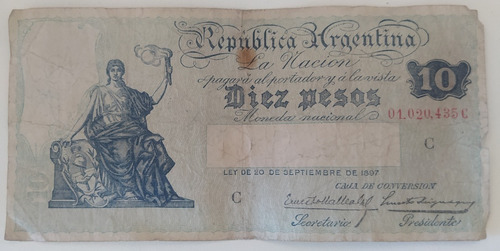 Billete Argentina 10 Pesos Caja De Conversión Bott 1633 #3