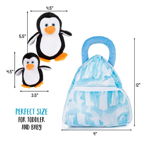 Juego De Peluche Pingüinos Parlantes De 4 Piezas Con Glaciar Color