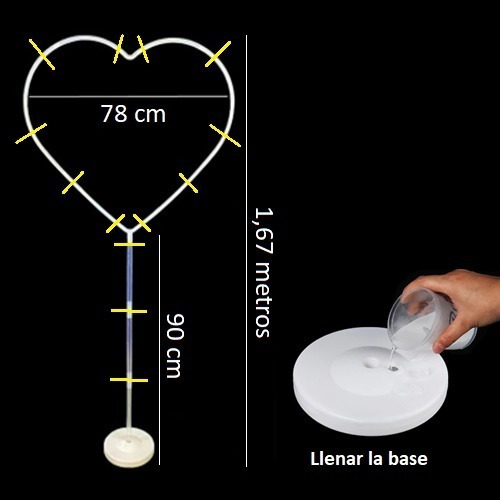 Imagen 5 de 10 de Columna Corazon 1,65 M Para Globo Portaglobo Soporte Varilla